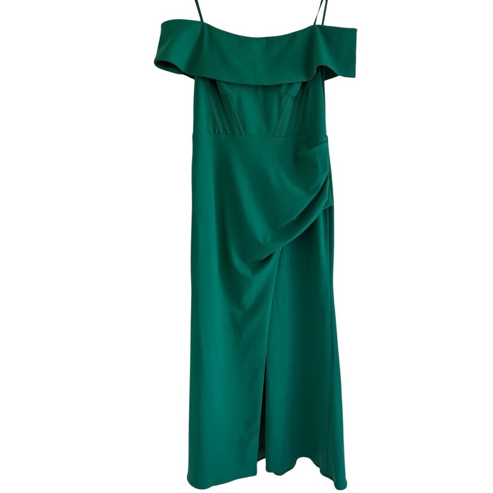 Betsy & Adam Emerald Green Off-The-Shoulder Corset Gown Dress Size 14 Formal